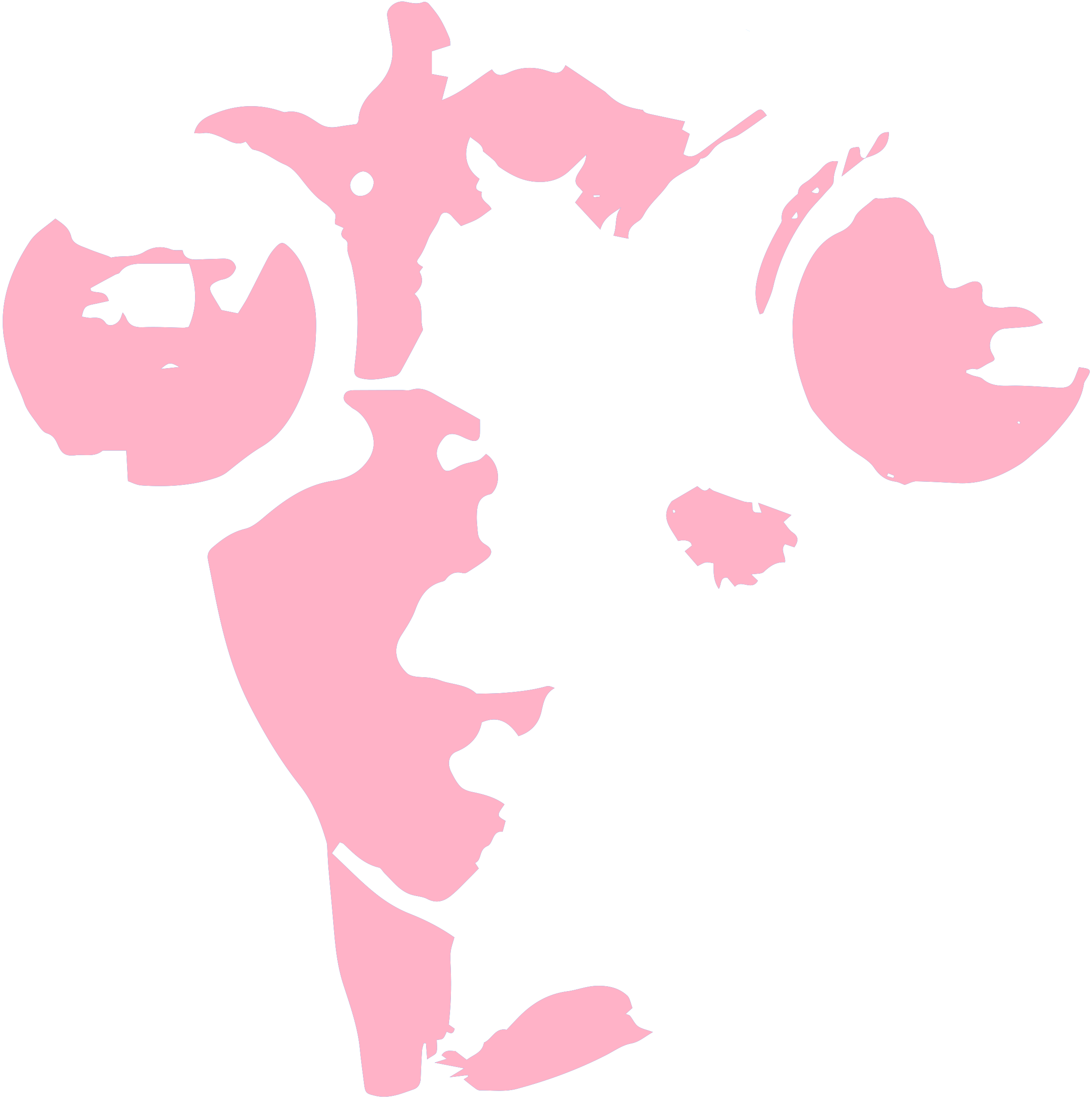 The chatbot character, a pink face that reacts as you talk to it