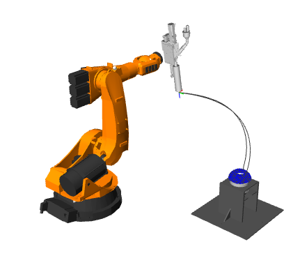 Simulation of the KUKA arm with the custom print head