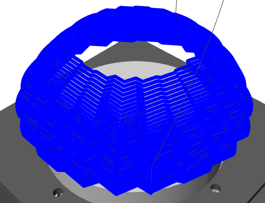 Simulated print result on the build platform