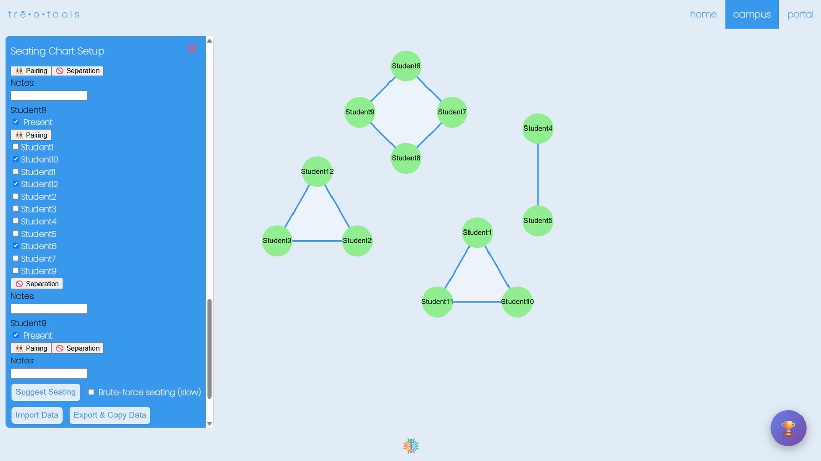 TreoTools seating-chart constraint solver
