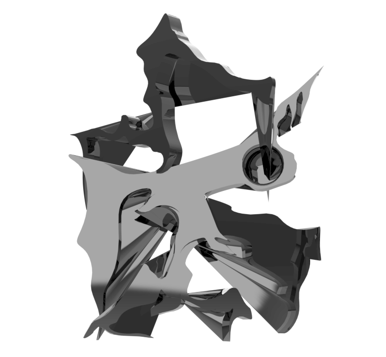 Sculpture modeled in 3D, solid render